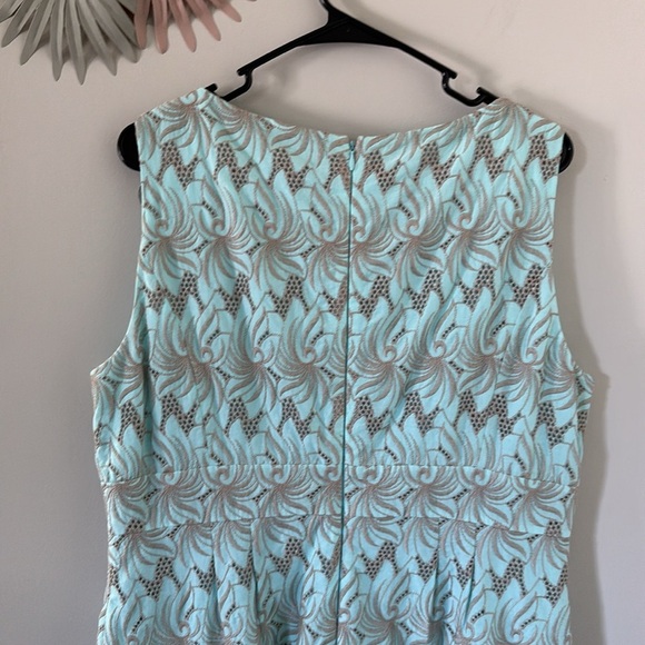 Alex Marie Turquoise Elegant Blue Lace Shift Dress - 16 - Picture 6 of 8